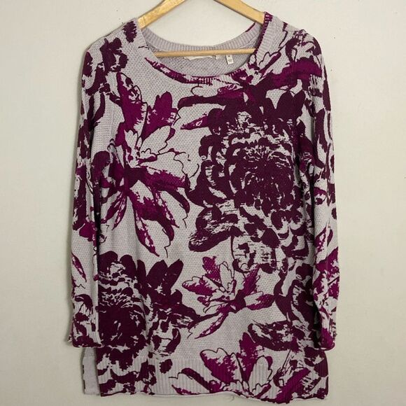 Soft Surroundings NWT Marin Waffle Knit Floral Print Sweater size Medium Fall - Picture 1 of 8